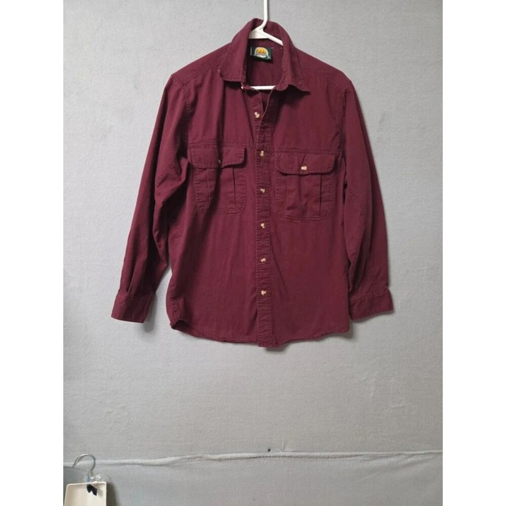 Cabela's Burgundy Long Sleeve Button Up Work Shirt - Men's Size medium